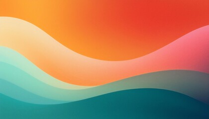 Poster - A vibrant, abstract image featuring flowing waves of color in orange, pink, and teal, creating a soothing and dynamic visual effect.