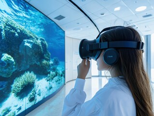 Poster - Interactive marine biology class virtual dive into ocean ecosystems educational environment immersive experience marine life models