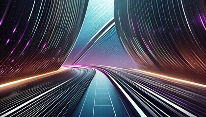 Poster - Futuristic Cyberpunk Technology Background with Dynamic Light Effects A Stunning Visual Experience for Creative Projects and Digital Art, Perfect for SciFi Themes and Modern Aesthetics.