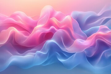 Aufkleber - Soft Pastel Abstract Background with Flowing Waves in Pink and Blue