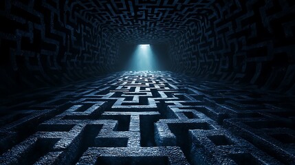 a dark tunnel with a light shining through it