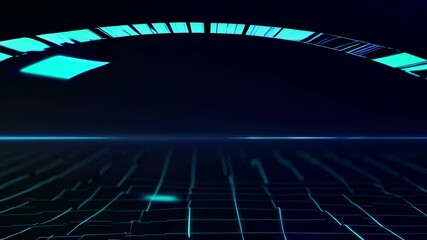 Aufkleber - Exploring futuristic digital technology with animated holographic displays in a vast virtual environment