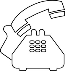 Aufkleber - Phone icon vector in trendy black line style. Telephone call sign. Contact us symbol illustration. Cell phone pictogram. Mobile app and website buttons isolated on transparent background.