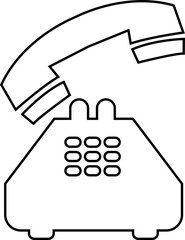 Aufkleber - Phone icon vector in trendy black line style. Telephone call sign. Contact us symbol illustration. Cell phone pictogram. Mobile app and website buttons isolated on transparent background.
