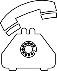 Aufkleber - Phone icon vector in trendy black line style. Telephone call sign. Contact us symbol illustration. Cell phone pictogram. Mobile app and website buttons isolated on transparent background.