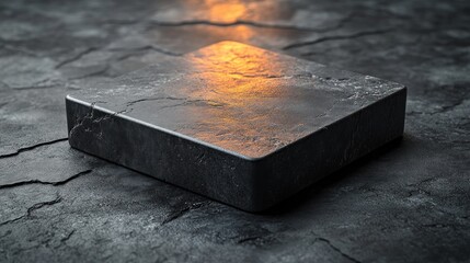 Poster - Minimalistic design on gray background, 3D rendering of a white square with rounded corners, modern symbol and icon for technology applications