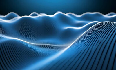 Poster - Abstract Blue Waves with Intricate Patterns