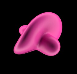 Poster - Abstract 3D illustration of futuristic glitchy pink glossy form with ripples and distortions. An image on the theme of biotechnology and molecular physics.