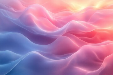 Poster - Soft Pastel Abstract Frame Background with Wavy Pink and Blue Patterns