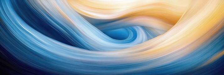 Wall Mural - Abstract Fluid Art Swirls of Blue and Cream Creating Dynamic Patterns and Tranquil Motion in a Modern Aesthetic