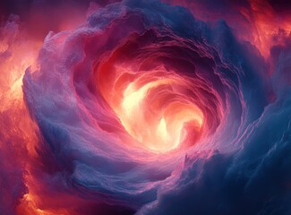 Poster - Digital Futuristic Abstract Vortex Background with Geometric Shapes in Pink and Blue
