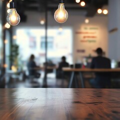 Poster - A dimly lit room with a few people sitting at tables