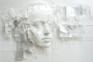 Poster - Abstract Art Portrait with Mysterious Face and Textured Background