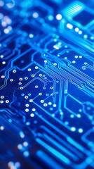 Aufkleber - Electronic abstraction showcasing intricate circuit patterns in blue tones. Generative AI