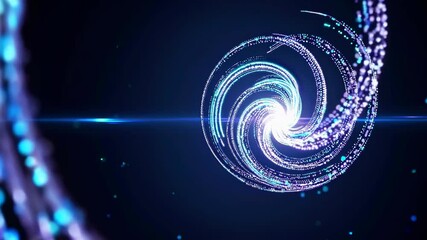 Leinwandbilder - Swirling blue light patterns create a mesmerizing visual effect in a dynamic space background