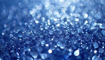 Poster - Sapphire Glitter Bokeh Background Unfocused Royal Blue Sparkle with Crystal Droplets for Stunning Visual Effects and Elegant Designs