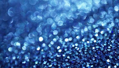 Poster - Stunning Sapphire Glitter Bokeh Background Unfocused Royal Blue Sparkle with Crystal Droplets for Elegant Designs and Creative Projects