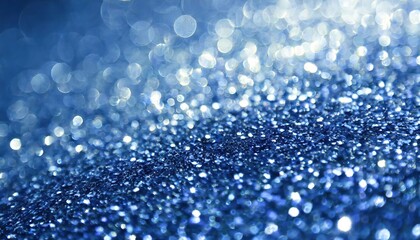 Poster - Stunning Sapphire Glitter Bokeh Background Unfocused Royal Blue Sparkle with Crystal Droplets for Elegant Designs and EyeCatching Visuals