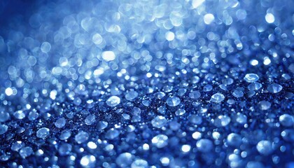Poster - Stunning Sapphire Glitter Bokeh Background Unfocused Royal Blue Sparkle with Crystal Droplets for Elegant and EyeCatching Visuals in Various Design Projects
