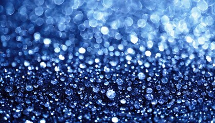 Poster - Sapphire Glitter Bokeh Background Unfocused Royal Blue Sparkle with Crystal Droplets for Elegant and Captivating Visuals in Digital Design and Photography