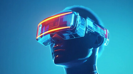 Poster - Future communication technology showcased with advanced VR headset. Generative AI