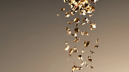 Poster - gold flakes fall gracefully against a soft background, creating a mesmerizing visual display of shim