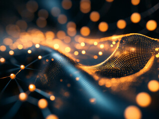 Fototapete - Dynamic light patterns in abstract space digital art vibrant colors futuristic environment close-up view exploration of visual depth
