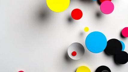 Poster - Colorful background with many different colored circles. The circles are of various sizes and colors, and they are scattered all over the background. The image has a playful and whimsical mood