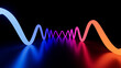© wacomka - 3d render of a vibrant, abstract representation of light waves in various neon colors against a dark background. Synthwave style music equalizer. Visualization of fluctuations