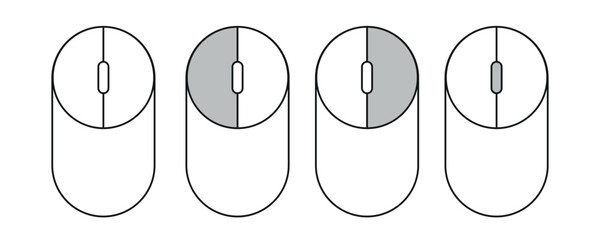Aufkleber - Computer mouse left and right buttons pressed. Computer mouse icons set. Pressing different mouse buttons.
