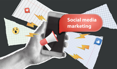 Aufkleber - Social media marketing. Blank Social media post concept Social Media Influencing and Marketing