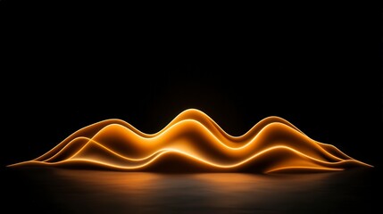 Poster - Abstract Golden Waves on Black Background with Soft Light Effects