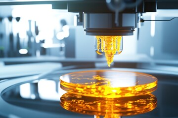 Poster - Advanced 3D printing technology creating intricate designs in transparent resin