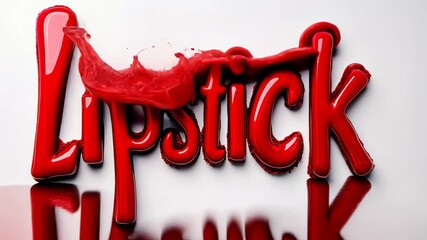 Poster - The word lipstick is written in red letters on a white background. The red letters give the impression of a bold and confident statement. The white background emphasizes the red letters