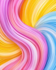 Poster - Bright Fluid Abstract Waves with Soft Colors of Pink, Yellow, and Blue for Creative Design