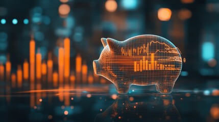 Poster - Digital Piggy Bank Representing Savings and Investment Growth Strategy