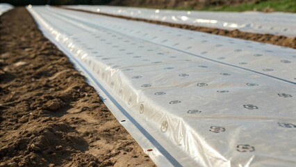Poster - A close examination of a length of the sheeting revealing a subtle pattern imprinted into the plastic. The seams are neatly taped with small indentations where air has been pushed
