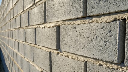 Aufkleber - A close inspection of a newly constructed wall reveals the texture of the cinder blocks showcasing their rough exterior juxtaposed with the sleek even application of mortar in the