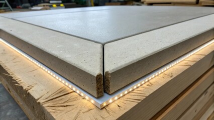 Aufkleber - A closeup of the seam between two cement board sheets demonstrating the expert craftsmanship of the installation. The edges are tapered facilitating a nearinvisible connection. A