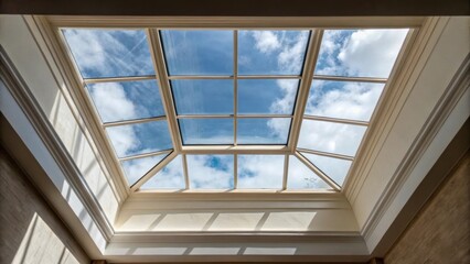 Aufkleber - A crisp image of a skylight in an untouched state with protective film still intact. The film creates a barrier of clarity allowing light to filter through while simultaneously