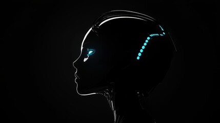 Poster - Side profile of a futuristic robot with glowing blue accents
