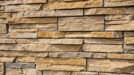 Aufkleber - A detailed look at the texture of the stone veneer wall reveals the rough and polished areas of the stones intertwined with visible adhesive. Each stones unique contour is apparent