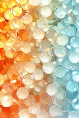 Poster - Colorful Abstract Background with Water Droplets and Pearls in Shades of Orange, White, and Blue