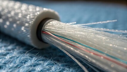 Poster - A macro image focuses on the fibers within the fiberglass batt revealing a detailed view of their fine strands intertwined for strength. The fiber opticlike strands catch glimmers