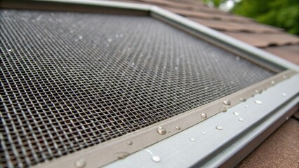 Aufkleber - A macro shot of the mesh screen intended for a gable vent highlights its fine weave and robust construction crafted to provide both protection against pests and optimal air