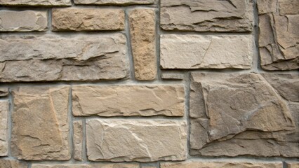 Aufkleber - A macro shot reveals a patch of the stone veneer wall where the uneven surfaces of the stones are prominent. The adhesives texture slightly pulled away in some areas illustrates