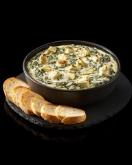 Wall Mural - A delicious creamy spinach dip with bread slices, perfect for parties and gatherings.