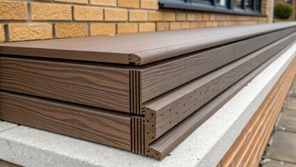 Leinwandbilder - Carefully engineered composite cladding with a layered finish reveals a distinct woodlike appearance showcasing its durability against harsh weather conditions. The intricate