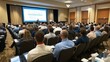 © mirifadapt - medical conference with rows of professionals listening to a keynote speaker