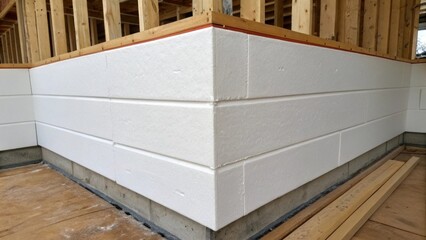Poster - Corner Detail An angled view highlighting a corner where two rigid foam insulation panels meet. The precise fit and clean lines illustrate the meticulous fitment process while the